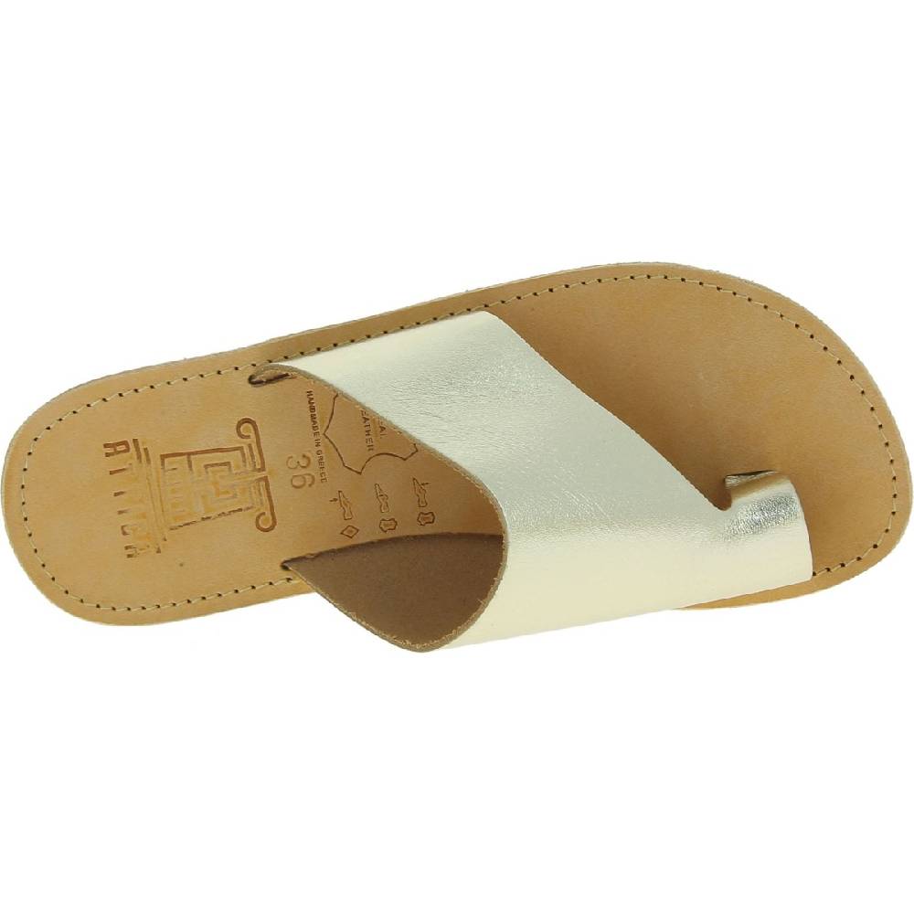 Lartigiano Del Cuoio Sandali infradito slip-on da donna fatti a mano in pelle di vitello laminata oro Saldi