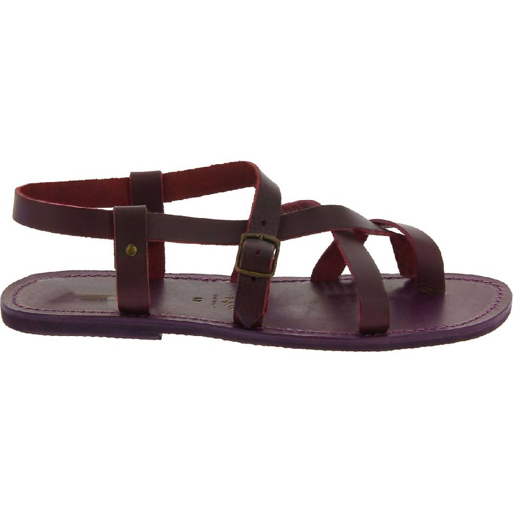 Lartigiano Del Cuoio Sandali uomo in cuoio artigianali in pelle color viola Offerte