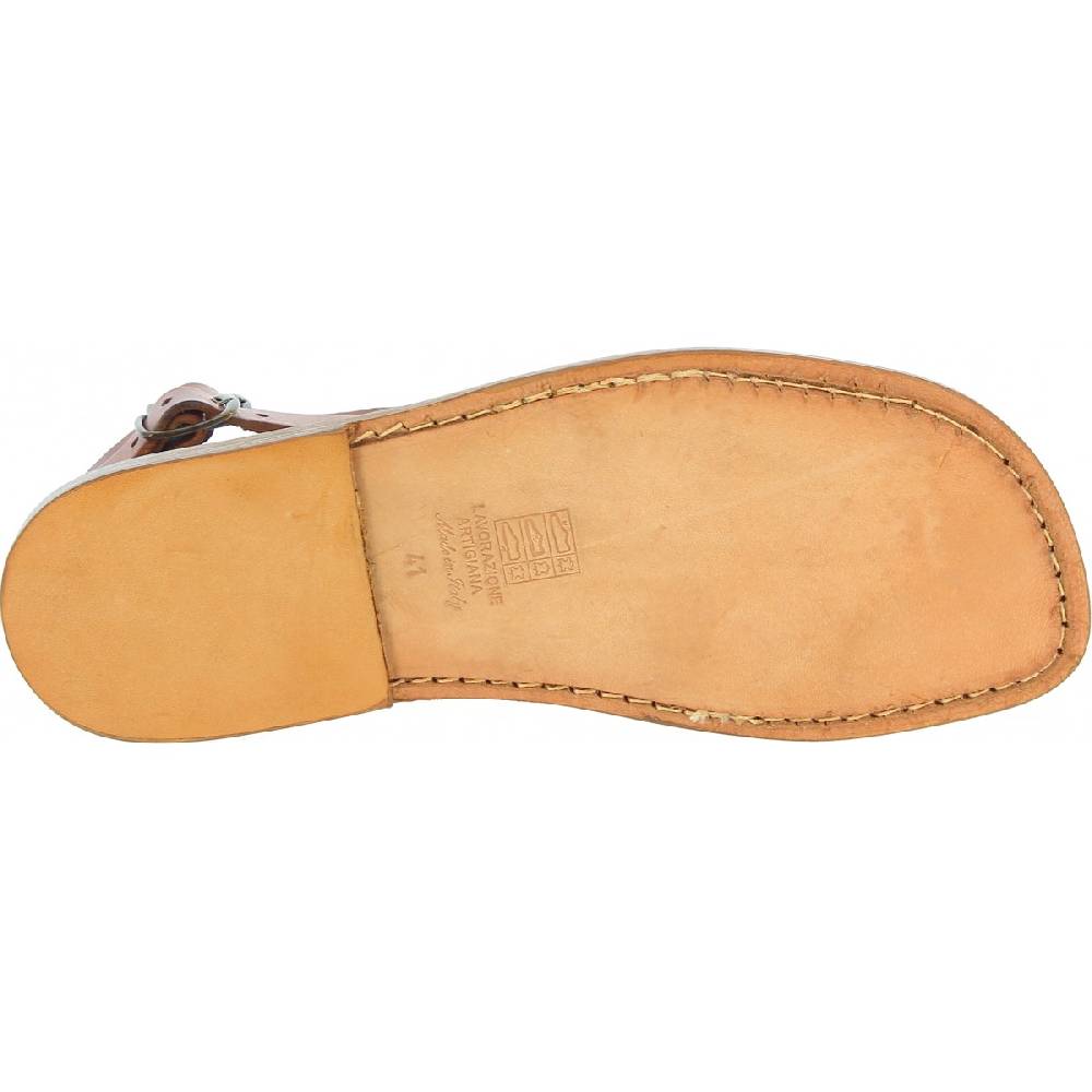 Lartigiano Del Cuoio Sandali romani da uomo in pelle color cuoio antico Vendita Economica