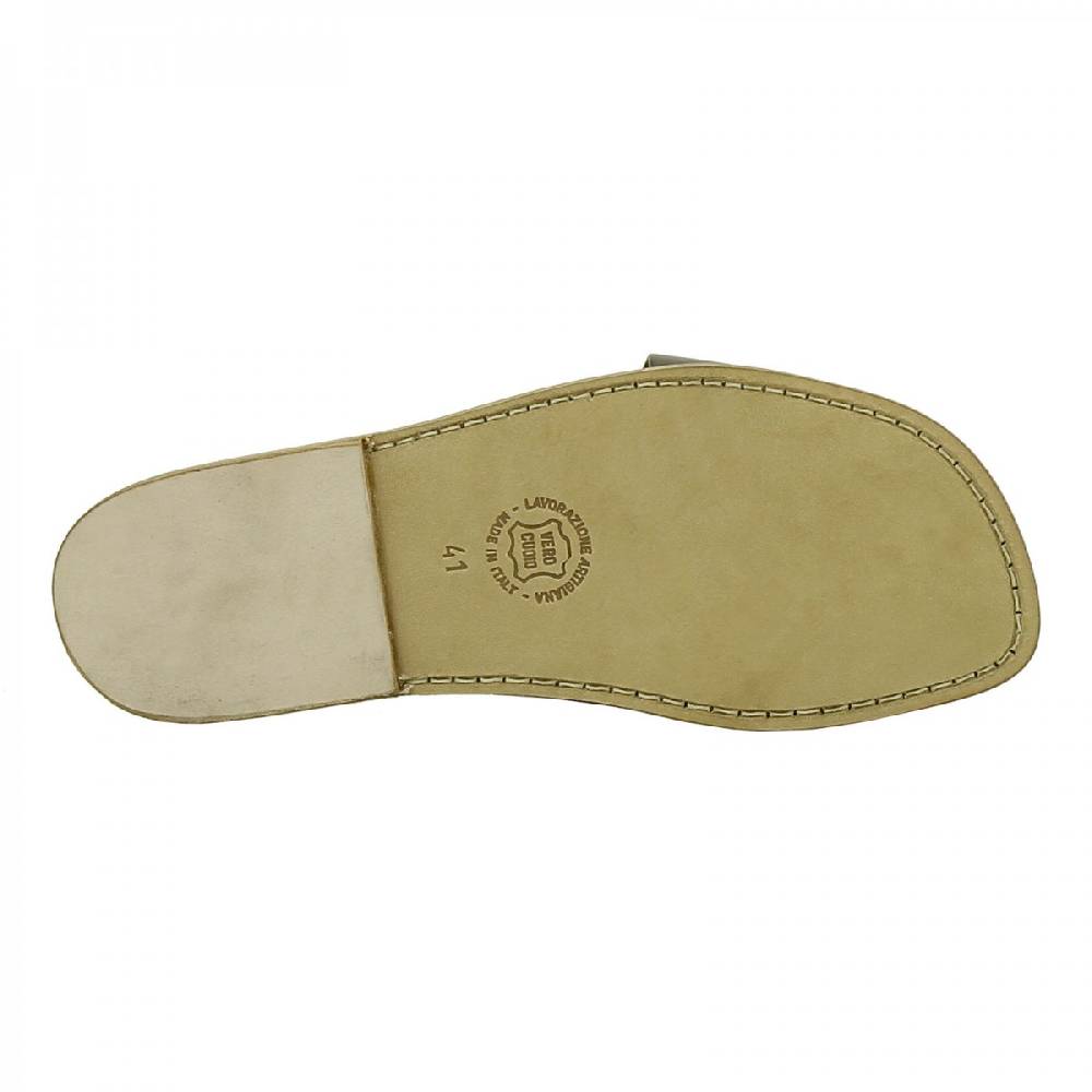 Lartigiano Del Cuoio Ciabatte infradito uomo in pelle color fango artigianali Saldi Di Fabbrica