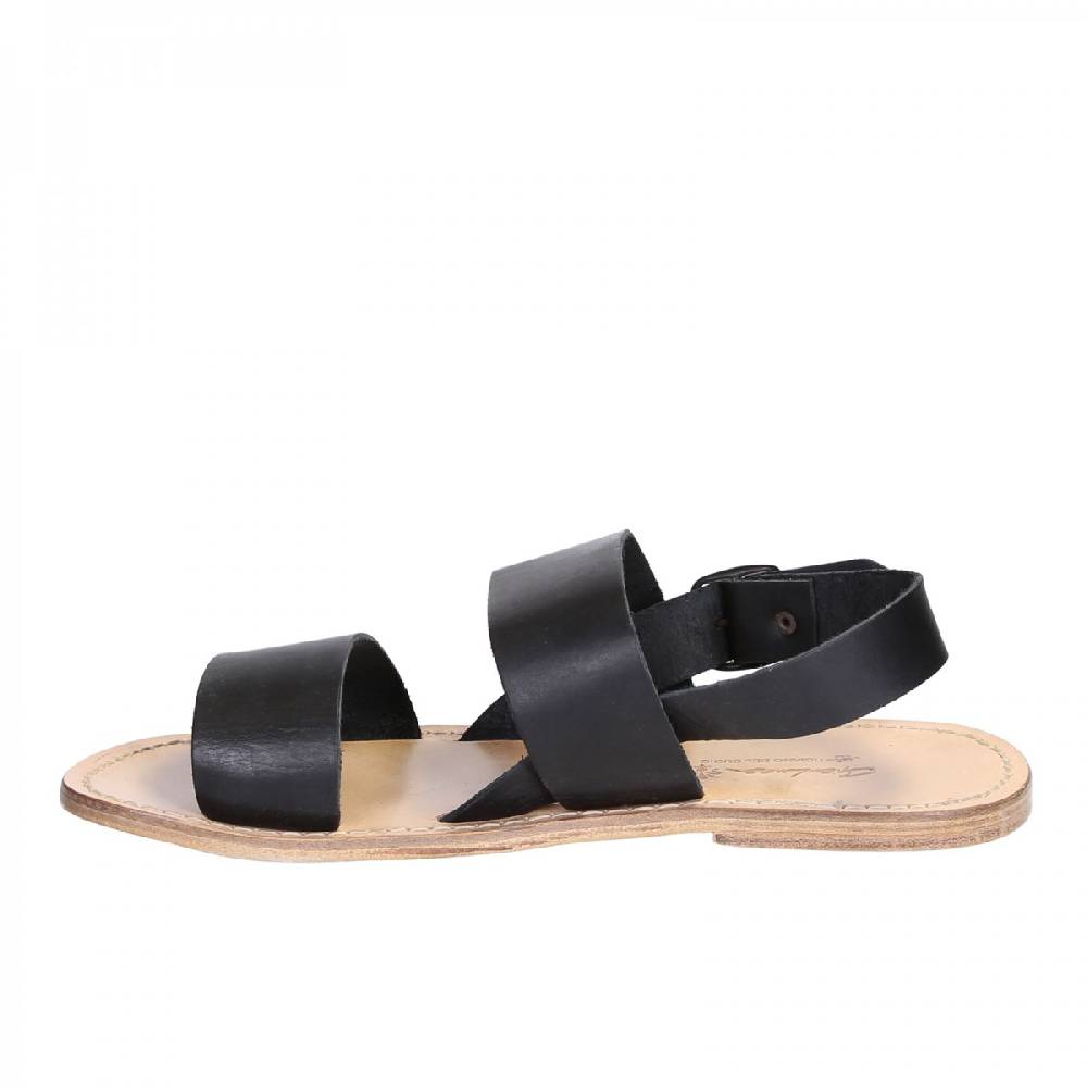 Lartigiano Del Cuoio Sandali francescani uomo in pelle nero artigianali Vendite Flash