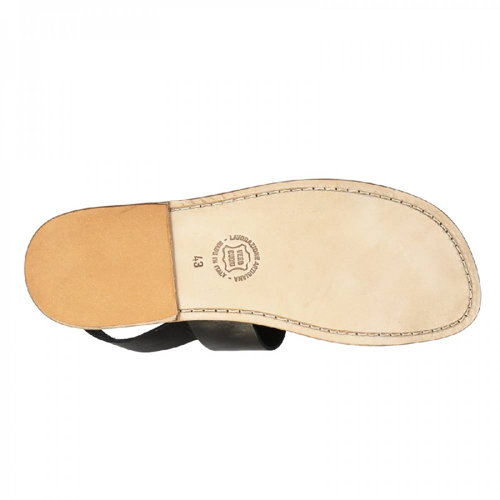 Lartigiano Del Cuoio Sandali francescani uomo in pelle nero artigianali Vendite Flash