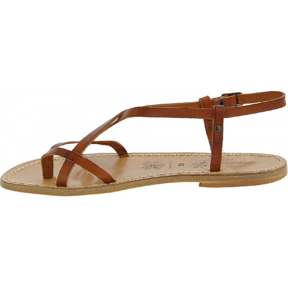 Lartigiano Del Cuoio Sandali da donna in pelle color cuoio fatti a mano Italia