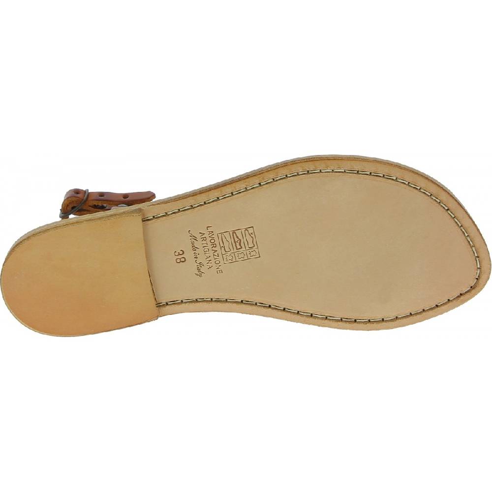 Lartigiano Del Cuoio Sandali da donna in pelle color cuoio fatti a mano Italia