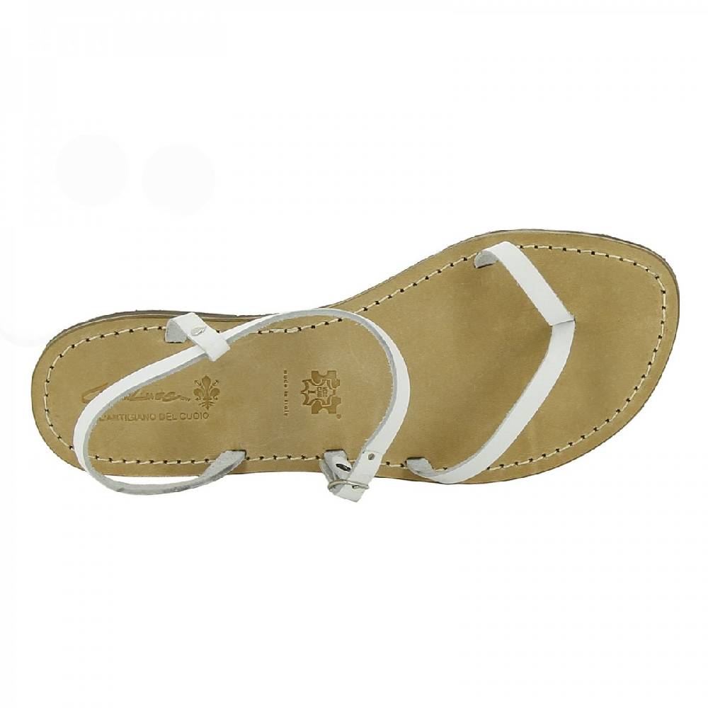 Lartigiano Del Cuoio Sandali infradito bianchi da donna in pelle fatti a mano Nuovo