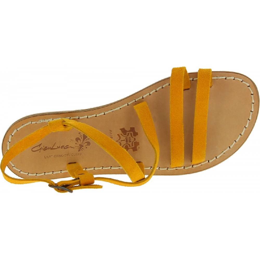 Lartigiano Del Cuoio Sandali donna in pelle nabuk color ocra fatti a mano Qualità