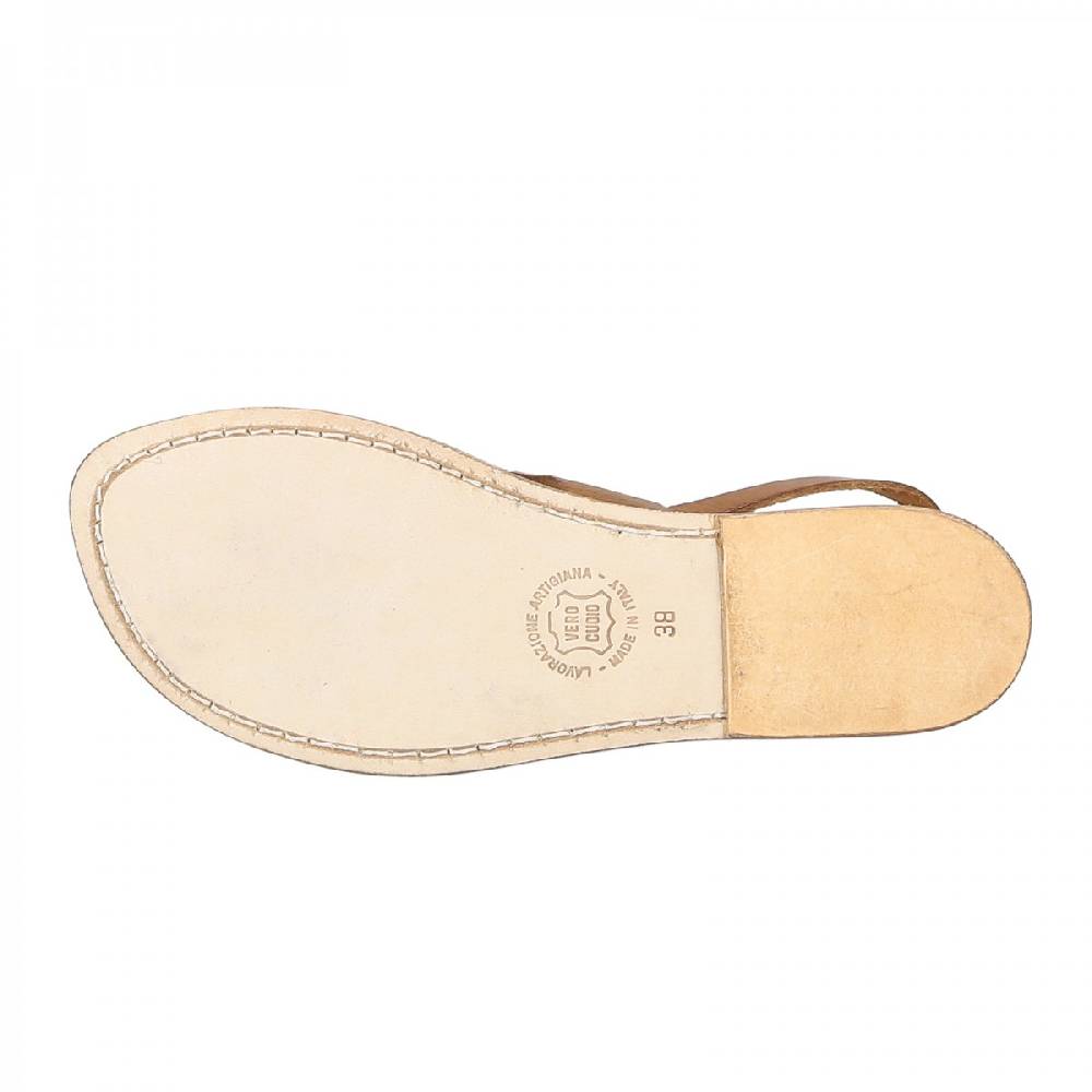 Lartigiano Del Cuoio Sandali infradito donna in pelle marrone Spedizione Gratuita