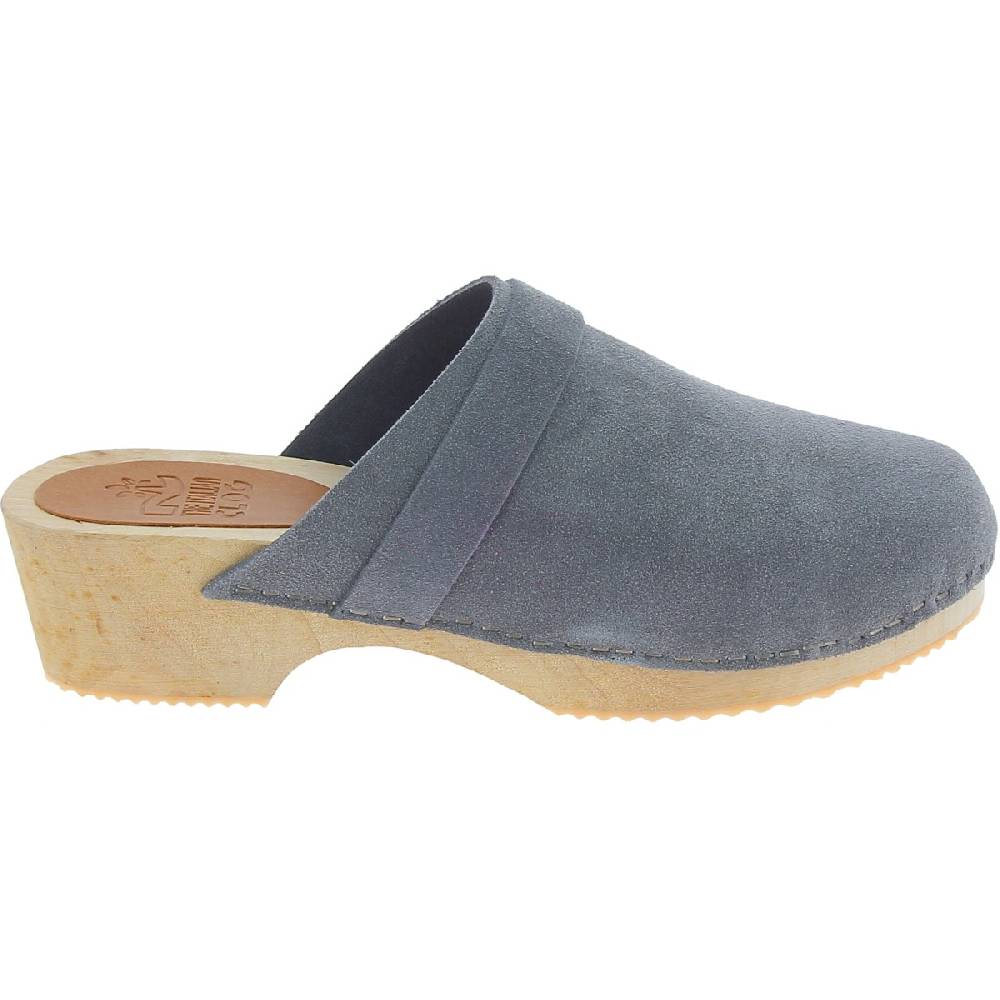 Lartigiano Del Cuoio Zoccoli in legno da donna con tomaia chiusa in pelle scamosciata grigia Hotsell