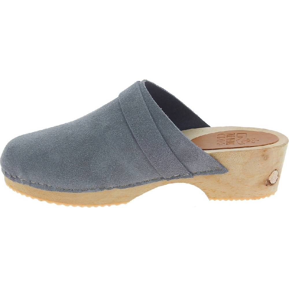 Lartigiano Del Cuoio Zoccoli in legno da donna con tomaia chiusa in pelle scamosciata grigia Hotsell