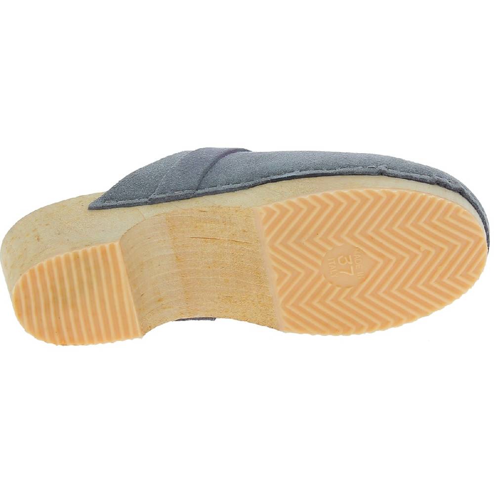 Lartigiano Del Cuoio Zoccoli in legno da donna con tomaia chiusa in pelle scamosciata grigia Hotsell