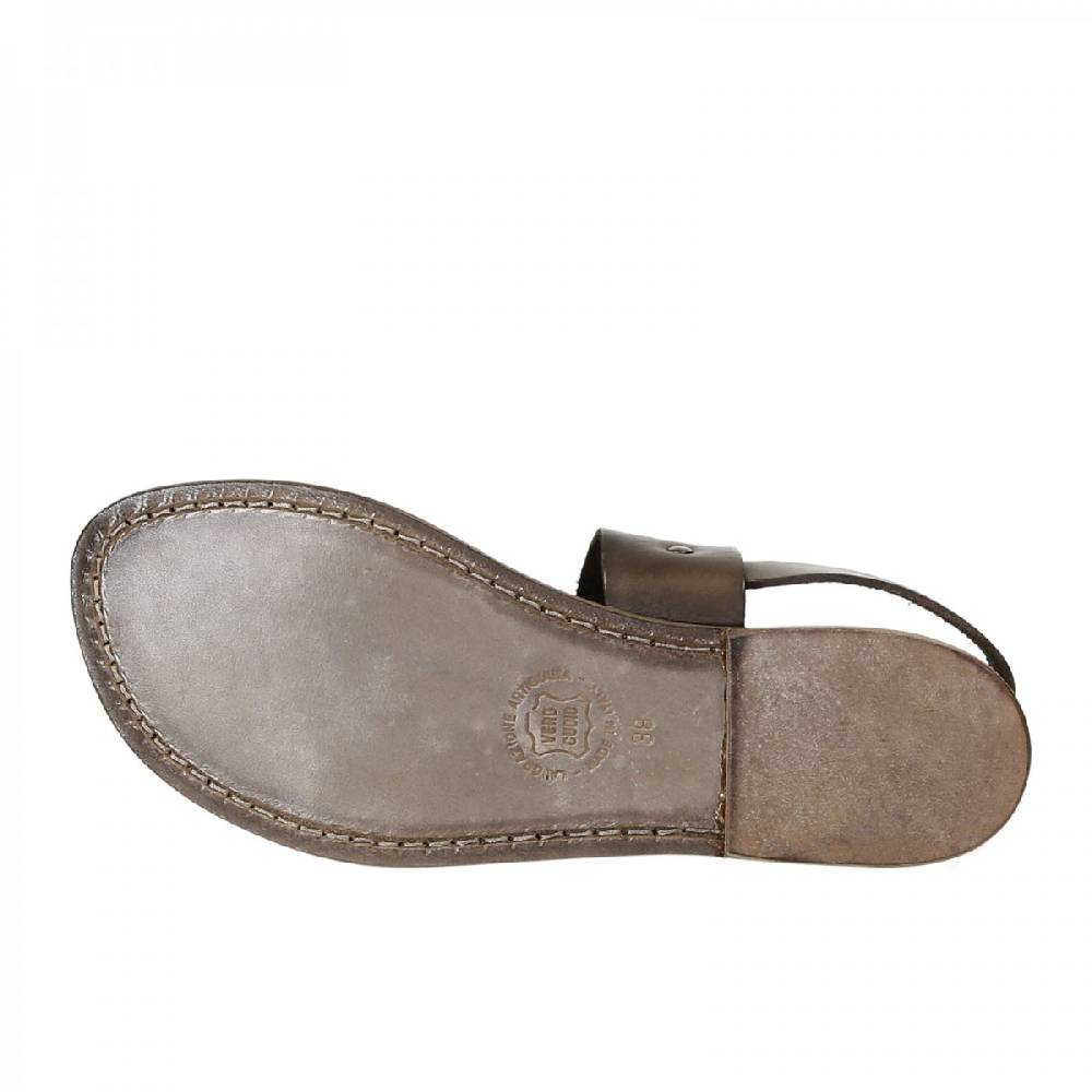 Lartigiano Del Cuoio Sandali francescani donna in pelle color fango artigianali Vendite Flash