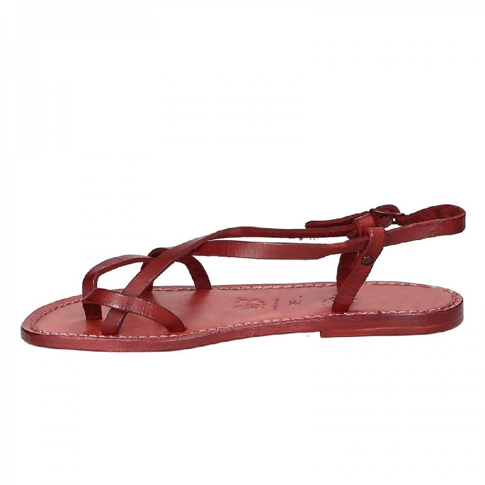 Lartigiano Del Cuoio Sandali cuoio artigianali donna in pelle rosso Negozio