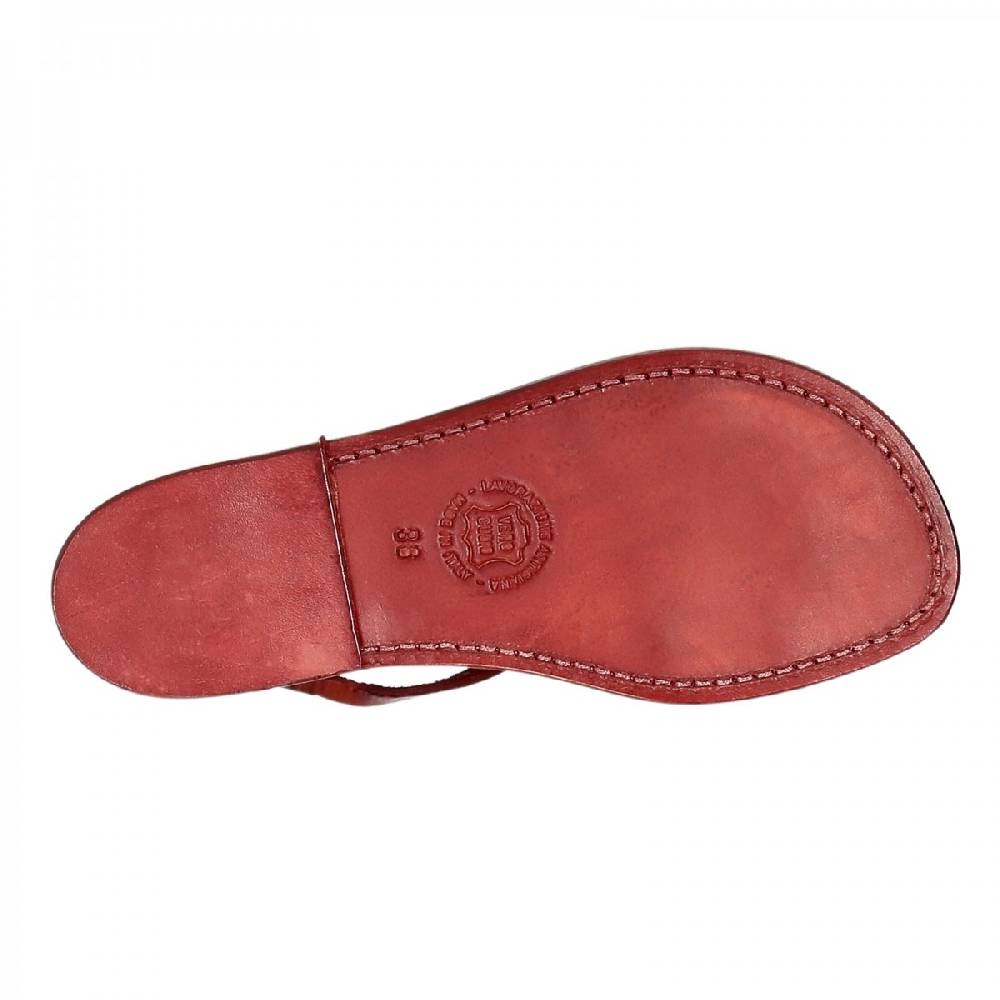 Lartigiano Del Cuoio Sandali cuoio artigianali donna in pelle rosso Negozio