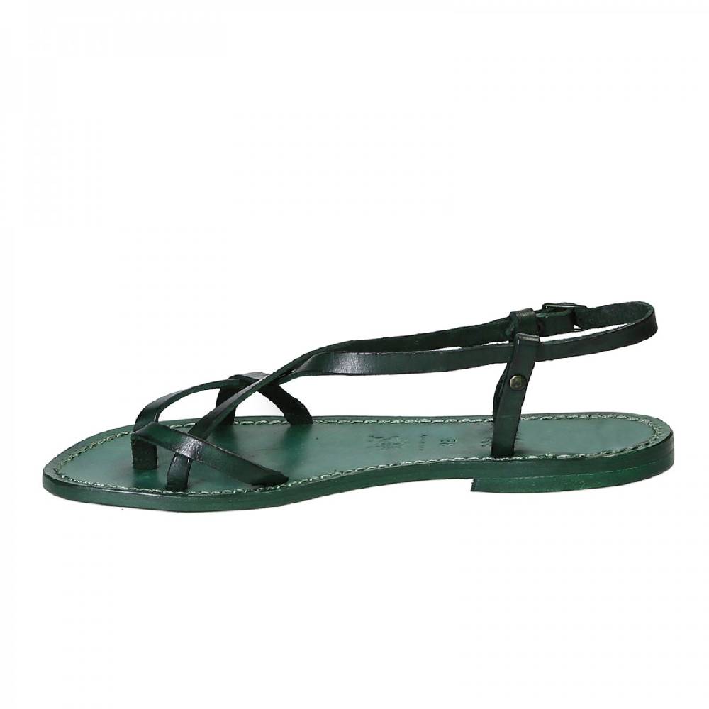 Lartigiano Del Cuoio Sandali cuoio artigianali donna in pelle verde In Saldo
