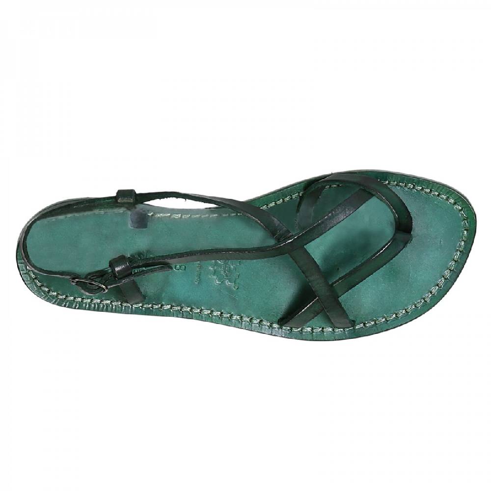 Lartigiano Del Cuoio Sandali cuoio artigianali donna in pelle verde In Saldo