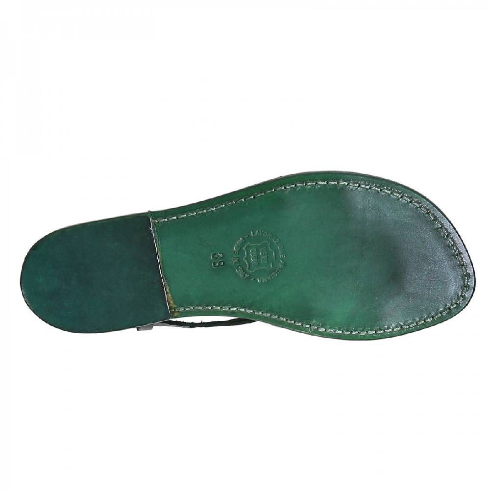 Lartigiano Del Cuoio Sandali cuoio artigianali donna in pelle verde In Saldo