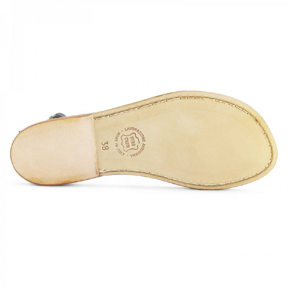 Lartigiano Del Cuoio Sandali infradito donna in pelle bicolore marrone e oro Italia