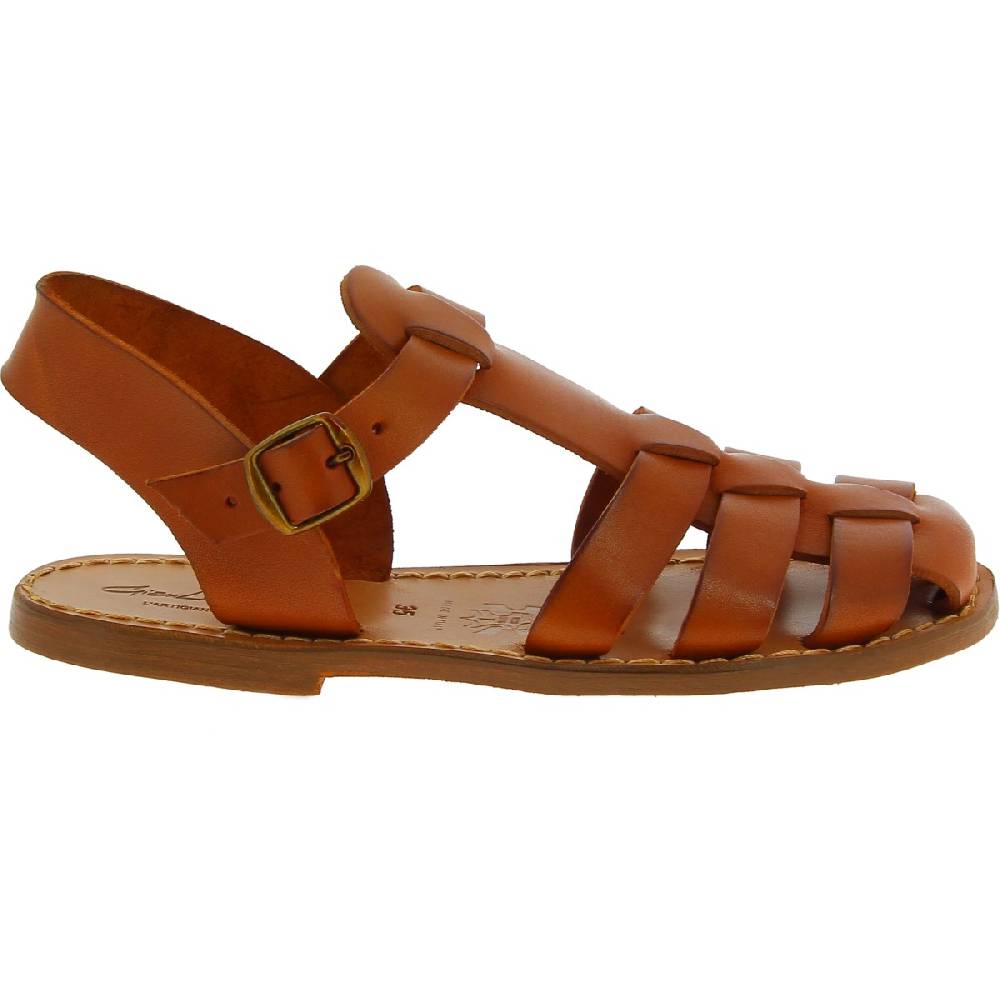 Lartigiano Del Cuoio Sandali bassi in pelle color cuoio fatti a mano in Italia In Linea