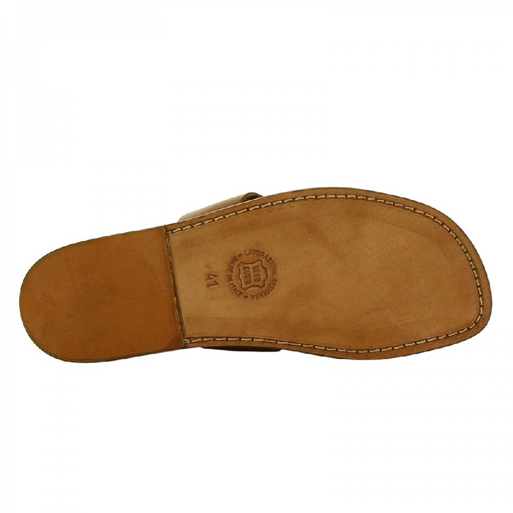 Lartigiano Del Cuoio Sandali francescani uomo in pelle color cuoio artigianali Consegna Veloce