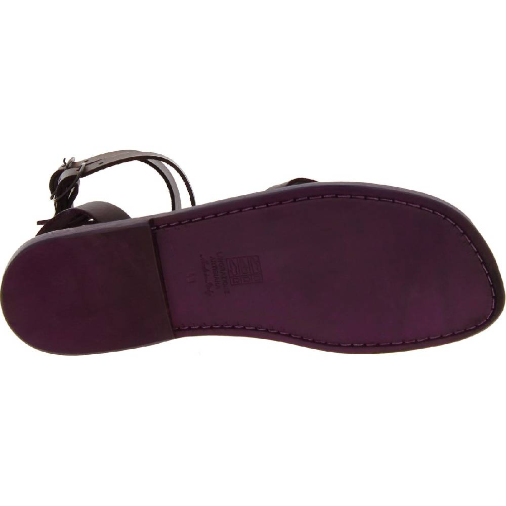 Lartigiano Del Cuoio Sandalo gladiatore uomo in pelle color prugna fatto a mano Promozione Limitata