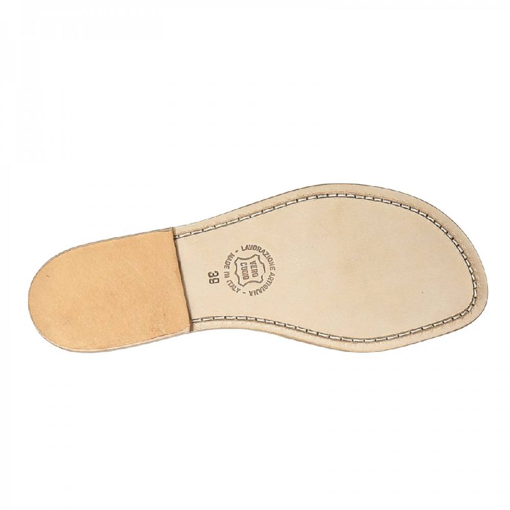 Lartigiano Del Cuoio Sandali schiava bassi da donna in pelle laminata bronzo Online