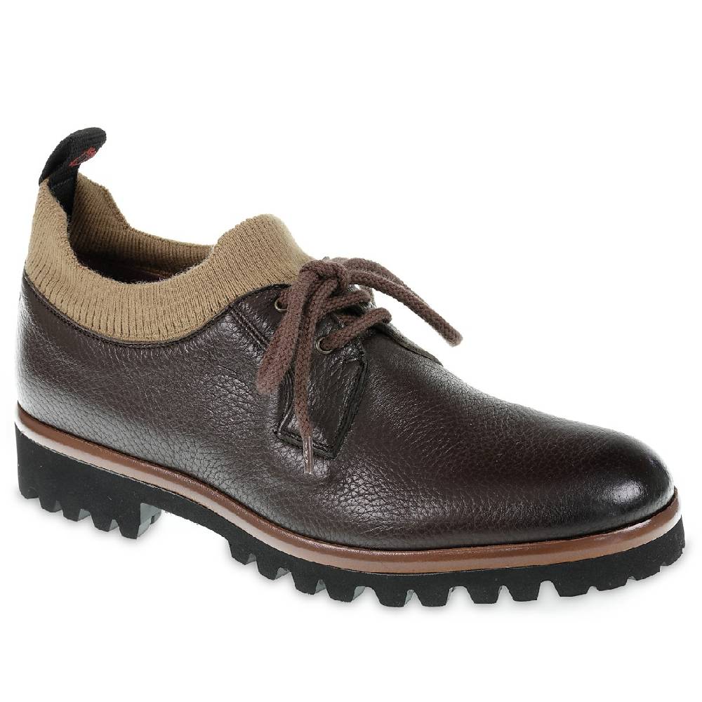 Lartigiano Del Cuoio Derby in cervo e cashmere marrone scuro - Fratelli Borgioli - Artigianalità Italiana Vendite Flash