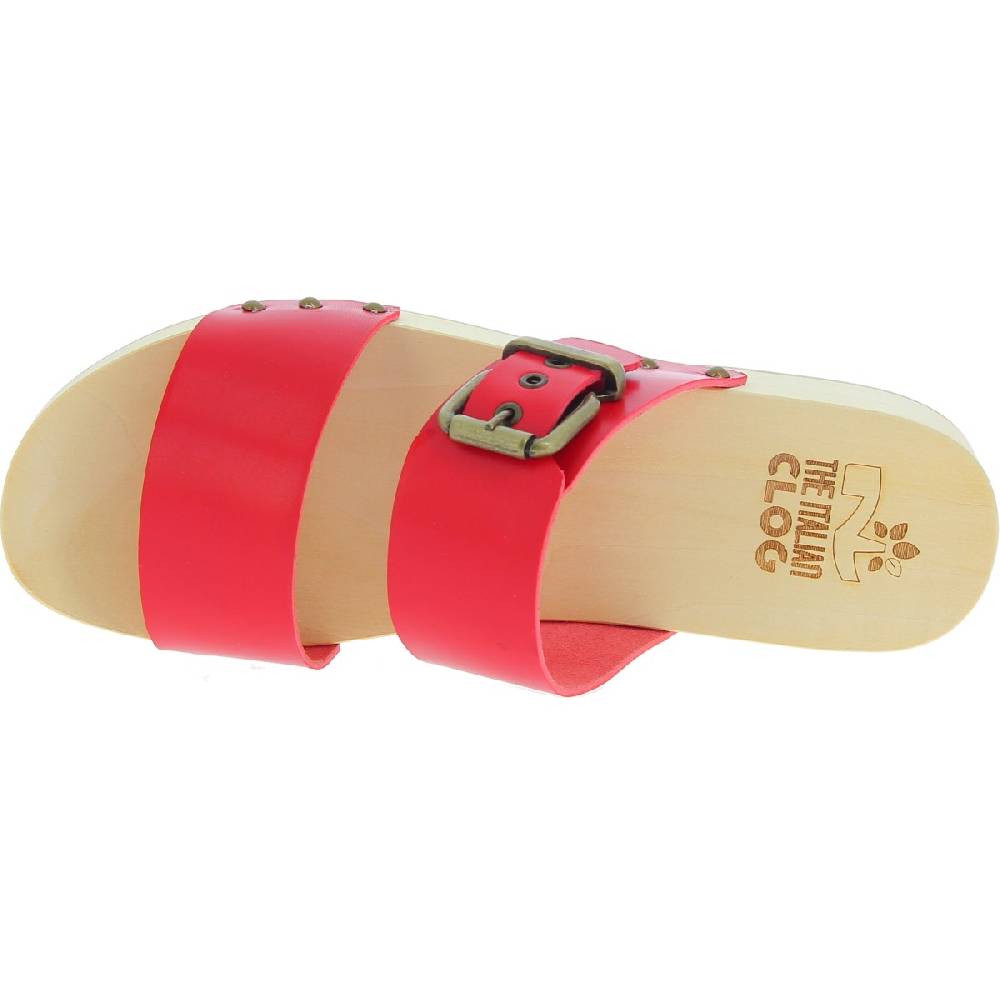 Lartigiano Del Cuoio Zoccoli artigianali da uomo con doppia fascia regolabile in pelle rossa Moda