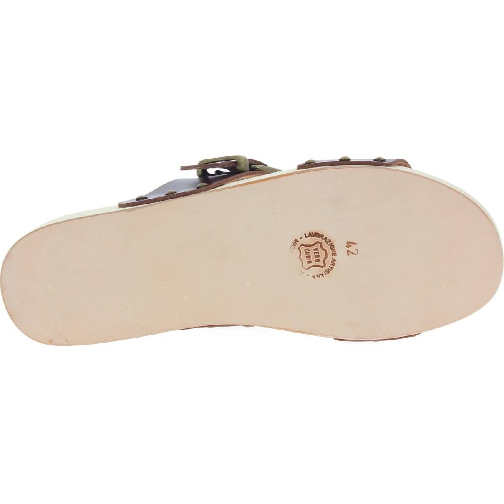 Lartigiano Del Cuoio Zoccoli da uomo con doppia fascia regolabile in pelle marrone scuro In Linea
