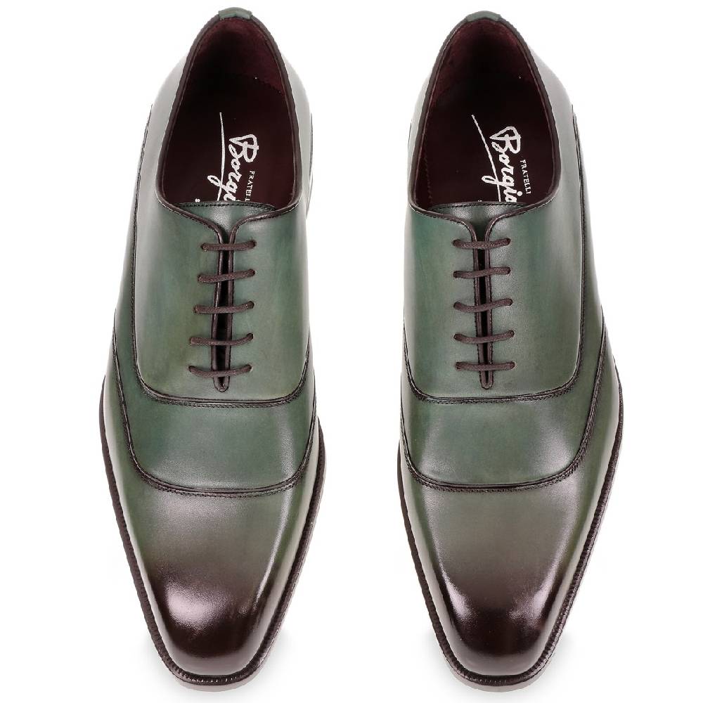 Lartigiano Del Cuoio Scarpe oxford da uomo in pelle verde tinta a mano da Fratelli Borgioli Promozione