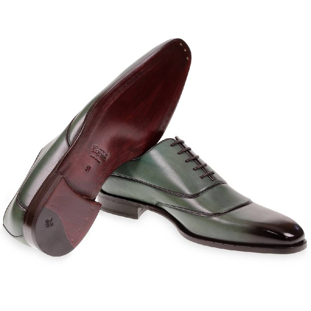 Lartigiano Del Cuoio Scarpe oxford da uomo in pelle verde tinta a mano da Fratelli Borgioli Promozione