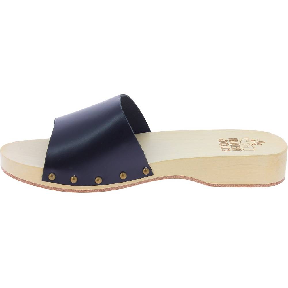 Lartigiano Del Cuoio Zoccoli di legno uomo con fascia larga in pelle nera artigianali Soddisfazione Garantita