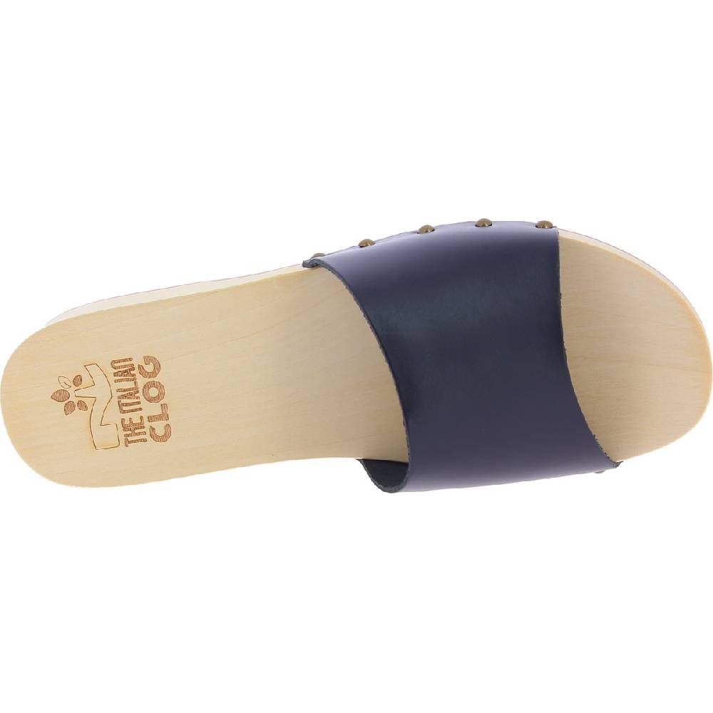 Lartigiano Del Cuoio Zoccoli di legno uomo con fascia larga in pelle nera artigianali Soddisfazione Garantita
