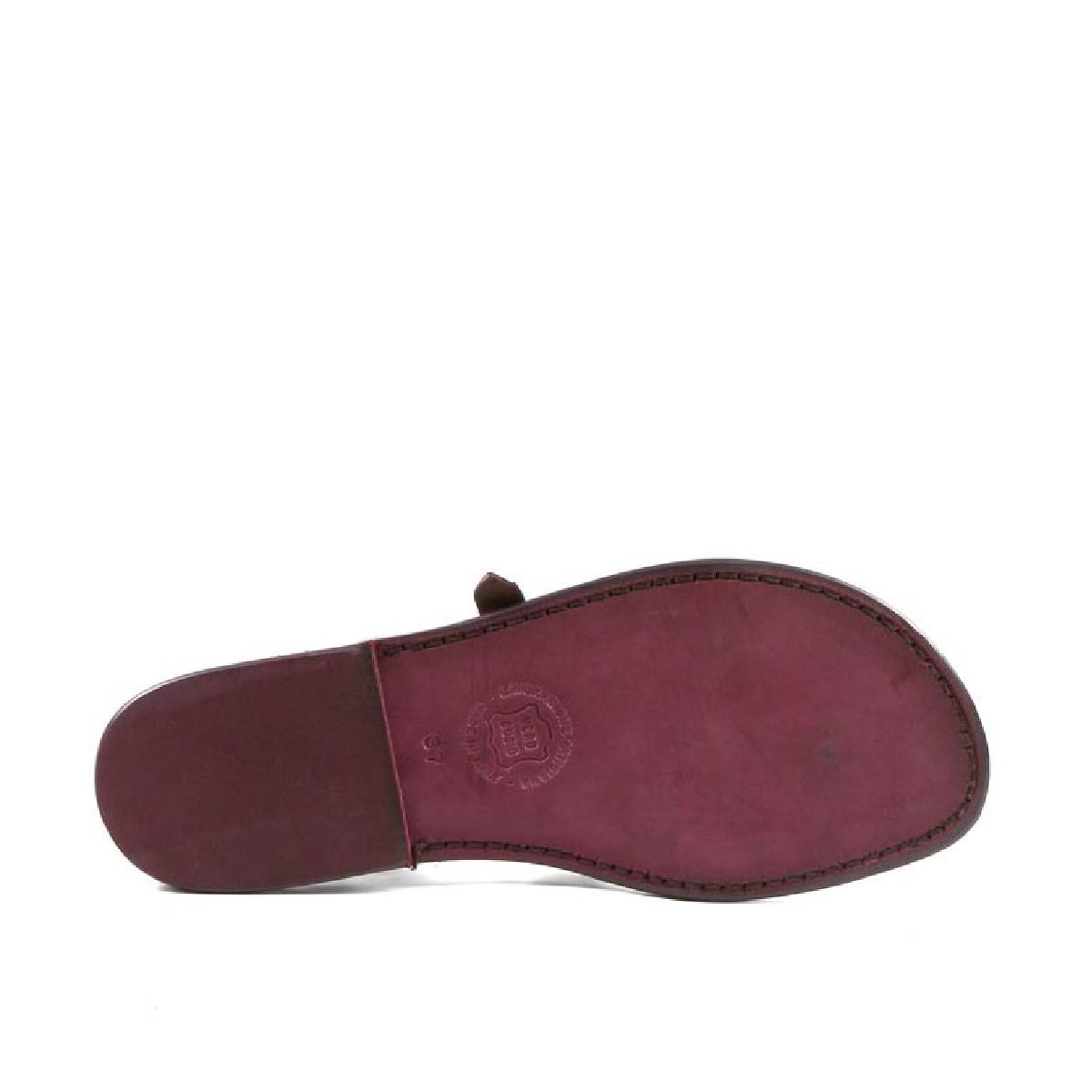 Lartigiano Del Cuoio Sandali artigianali cuoio donna fatti in Italia in pelle color prugna Presa