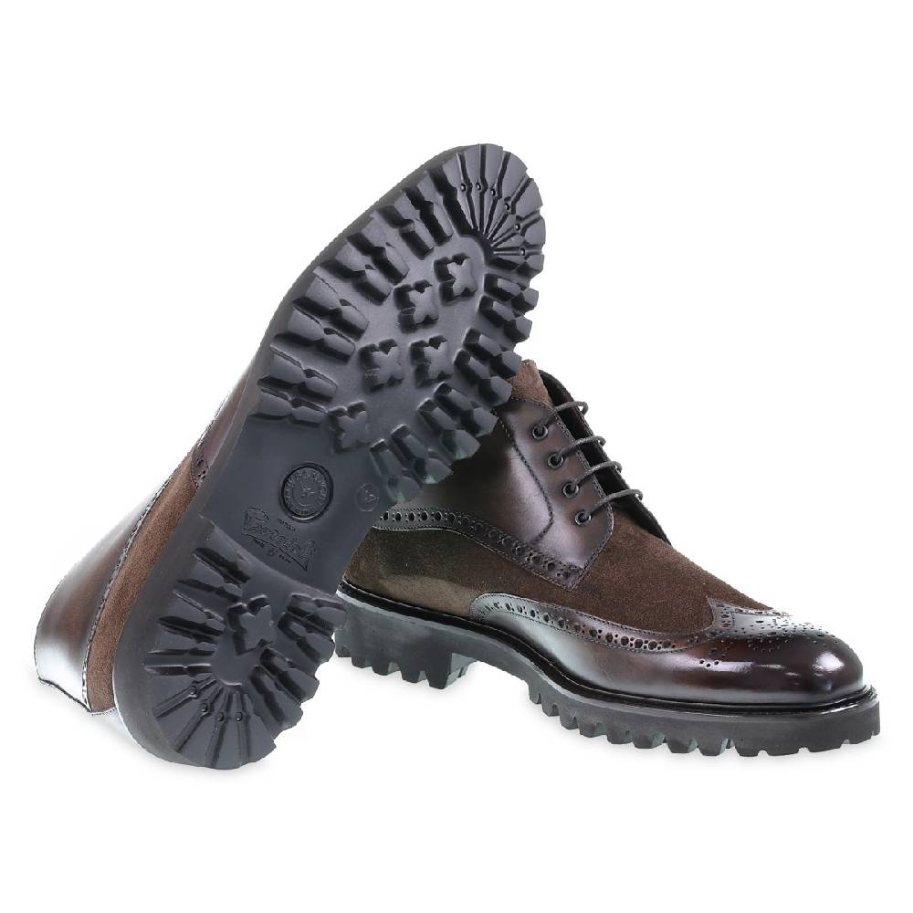 Lartigiano Del Cuoio Stivaletti brogue in pelle e camoscio marrone - Fratelli Borgioli Vendita Economica