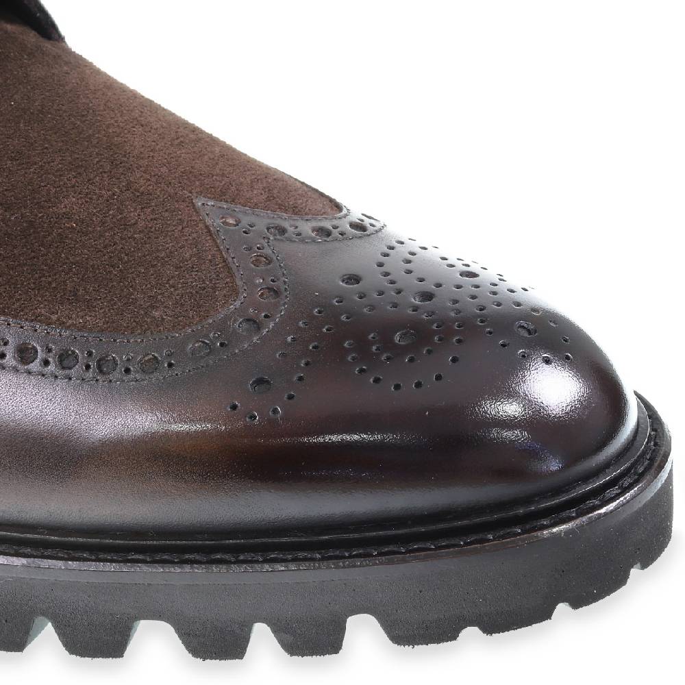 Lartigiano Del Cuoio Stivaletti brogue in pelle e camoscio marrone - Fratelli Borgioli Vendita Economica