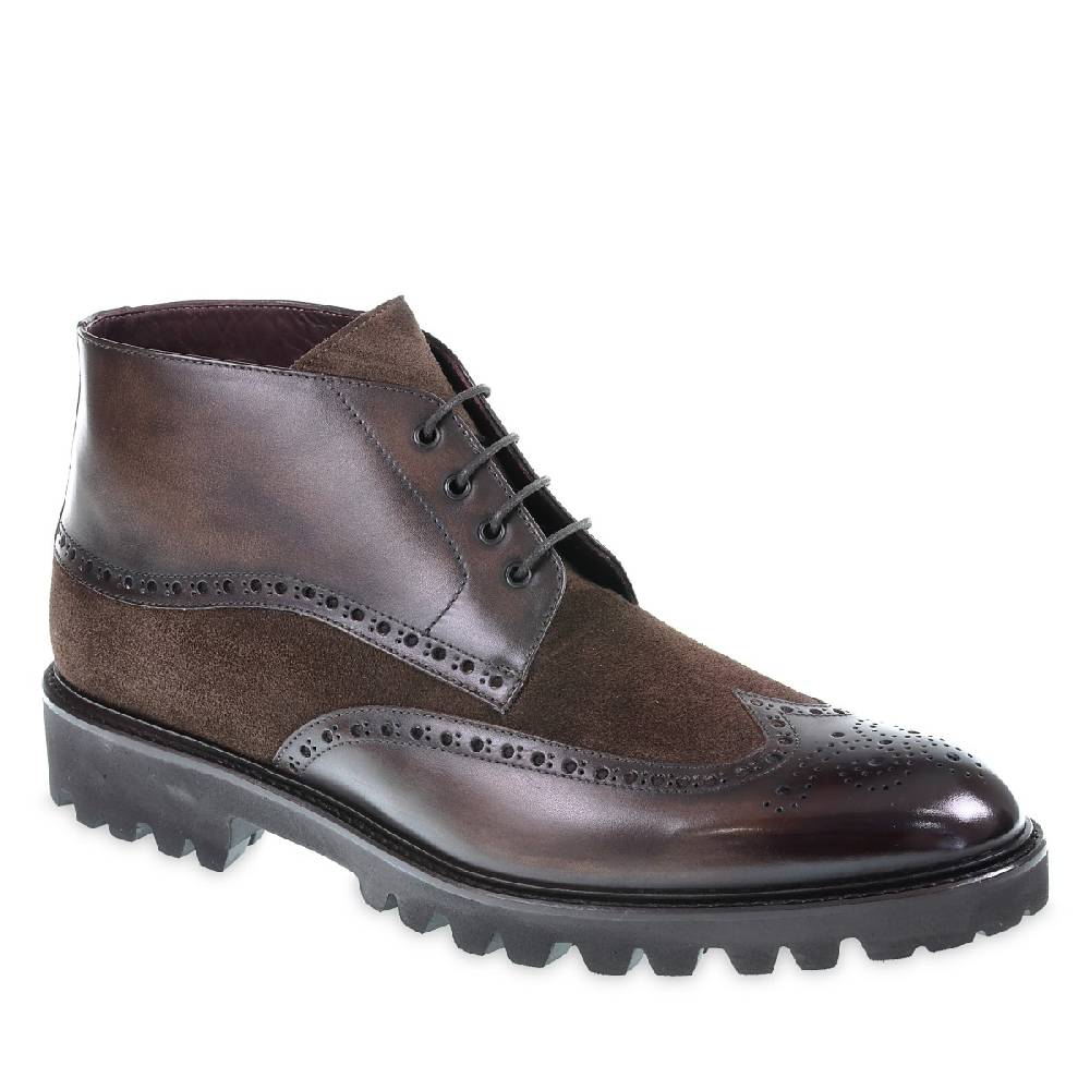 Lartigiano Del Cuoio Stivaletti brogue in pelle e camoscio marrone - Fratelli Borgioli Vendita Economica