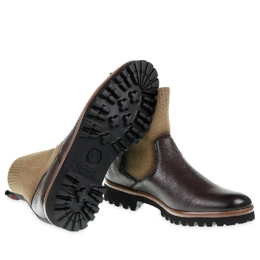 Lartigiano Del Cuoio Stivaletto chelsea in cervo marrone e cashmere - Fratelli Borgioli Saldi Di Fabbrica