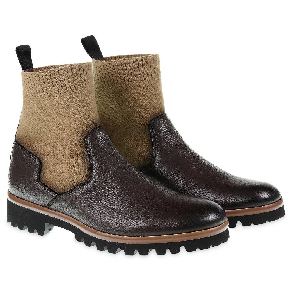 Lartigiano Del Cuoio Stivaletto chelsea in cervo marrone e cashmere - Fratelli Borgioli Saldi Di Fabbrica