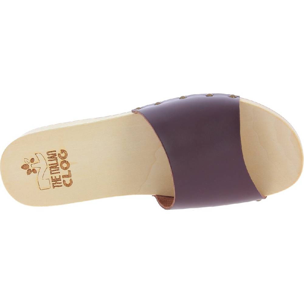 Lartigiano Del Cuoio Zoccoli in legno da uomo con fascia larga in pelle color testa di moro Italia
