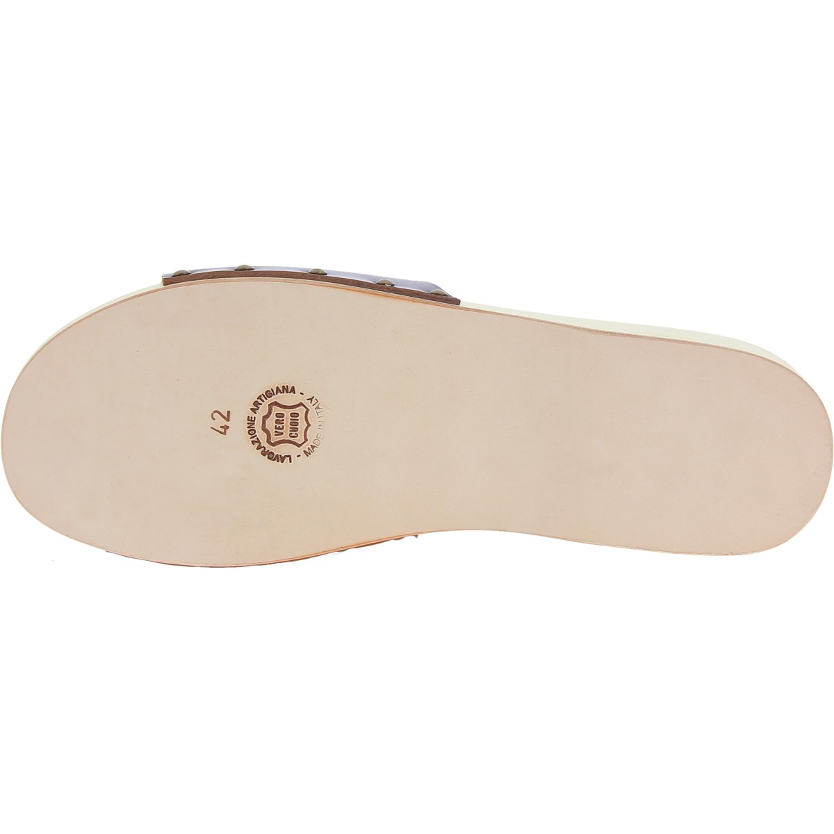 Lartigiano Del Cuoio Zoccoli in legno da uomo con fascia larga in pelle color testa di moro Italia