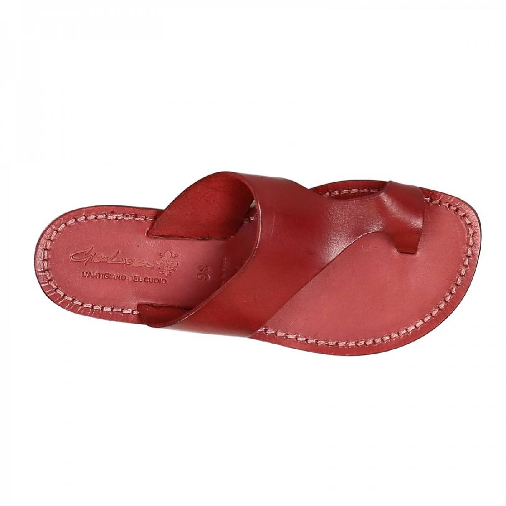 Lartigiano Del Cuoio Ciabatte infradito donna in pelle rosso artigianali Negozi Online