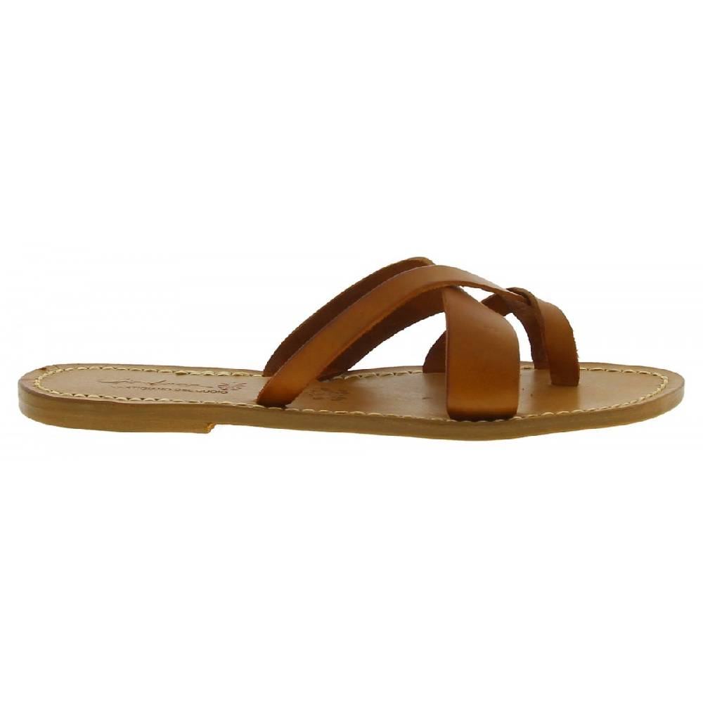 Lartigiano Del Cuoio Ciabatte infradito da donna fatti a mano in pelle color cuoio Fino Al -60%