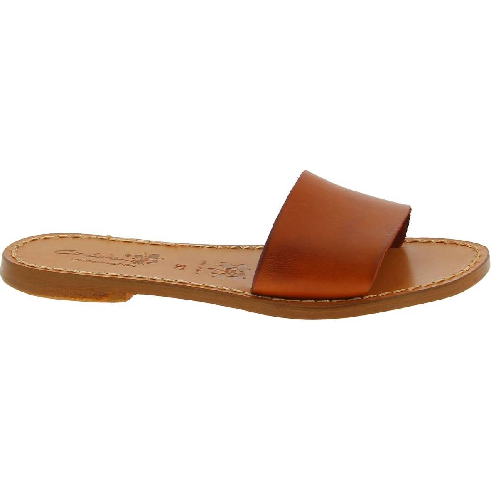 Lartigiano Del Cuoio Ciabatte donna in pelle marrone artigianali Shopping Online