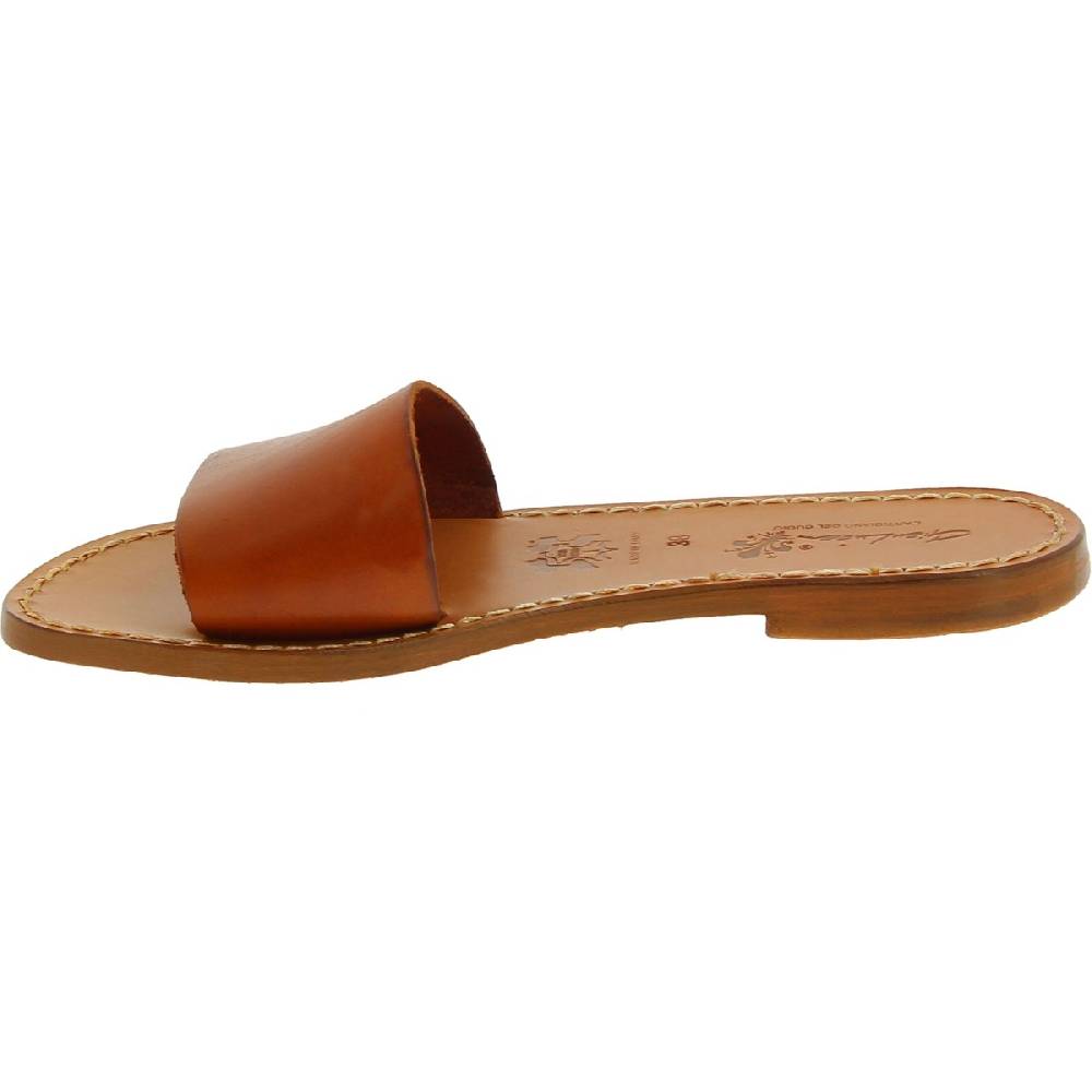 Lartigiano Del Cuoio Ciabatte donna in pelle marrone artigianali Shopping Online