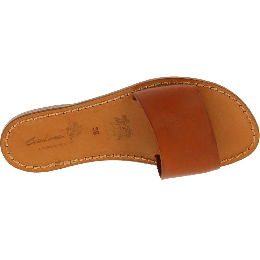 Lartigiano Del Cuoio Ciabatte donna in pelle marrone artigianali Shopping Online