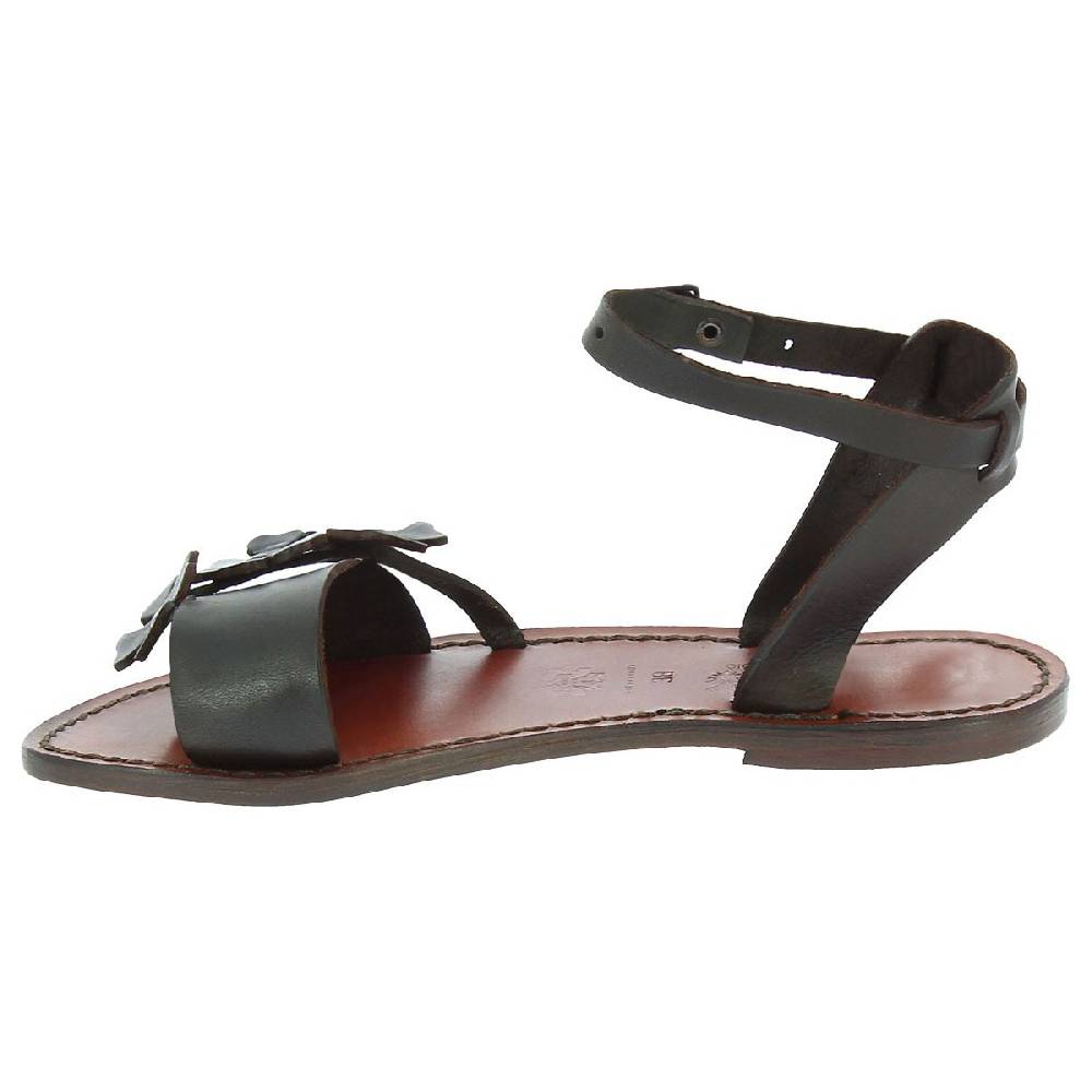 Lartigiano Del Cuoio Sandali bassi donna artigianali in pelle color testa di moro Prezzo Ridotto