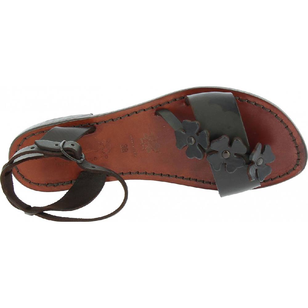 Lartigiano Del Cuoio Sandali bassi donna artigianali in pelle color testa di moro Prezzo Ridotto