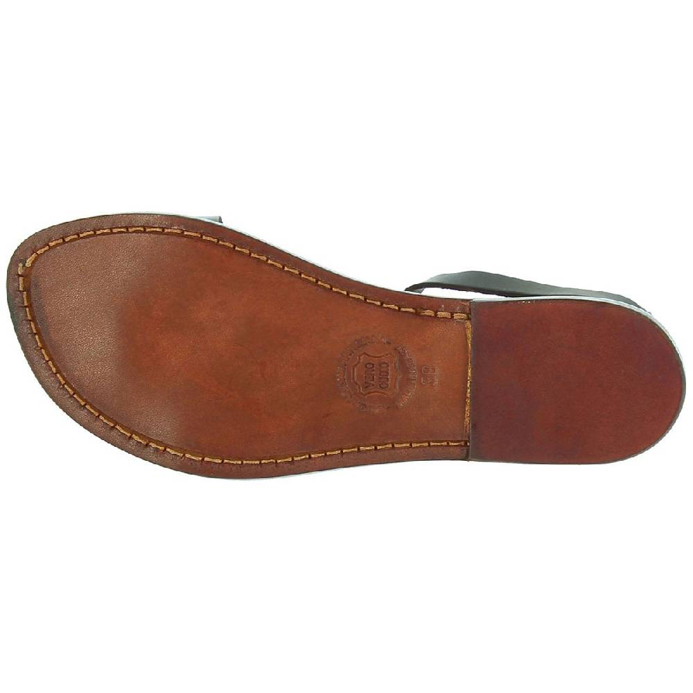 Lartigiano Del Cuoio Sandali bassi donna artigianali in pelle color testa di moro Prezzo Ridotto