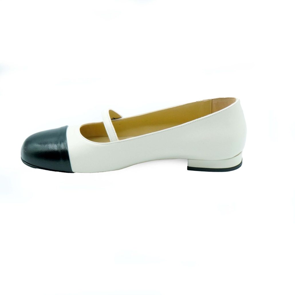﻿Lea Gu ballerina in nappa con punta in contrasto, tacco 10mm I Più Venduti