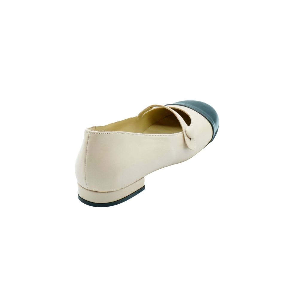 ﻿Lea Gu ballerina in nappa con punta in contrasto, tacco 10mm I Più Venduti